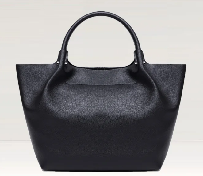 

Genuine Leather Scrub Tote Bag Rivet Zipper Fashion Female Messenger Bag Vintage Simple Lady Shoulder Bag Hot Girl Handbag C078