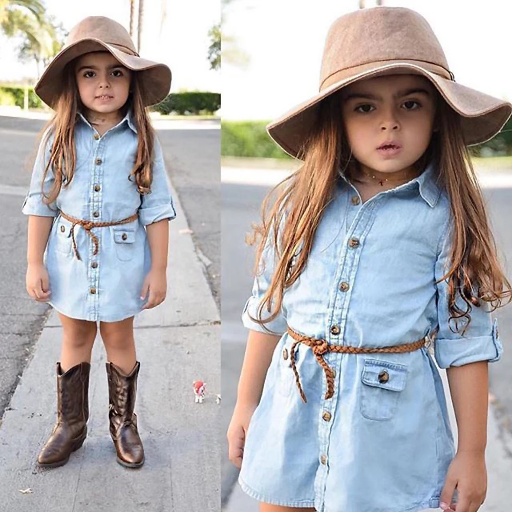 New Summer Light Blue Jeans Dress Kids 