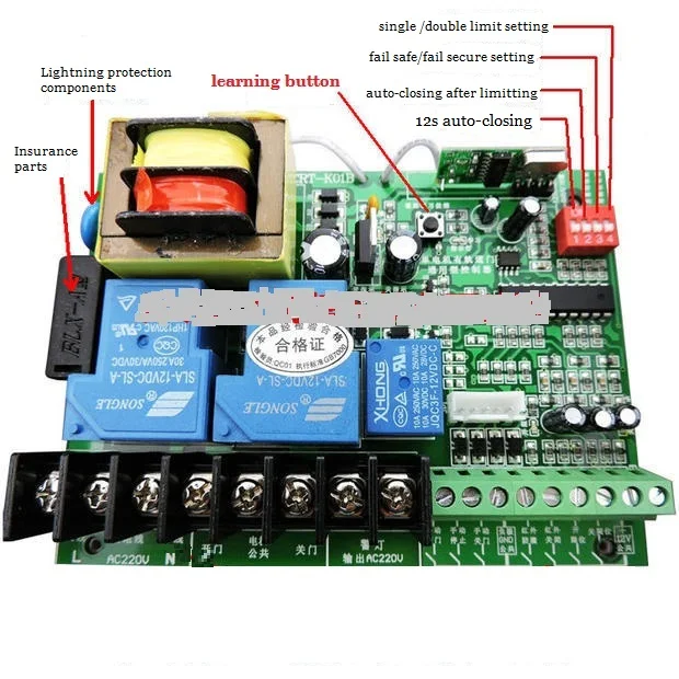 AC220V/AC230V дверной контроллер для открывания раздвижных ворот и одного двигателя с рельсовой выдвижной дверью с пультом дистанционного управления