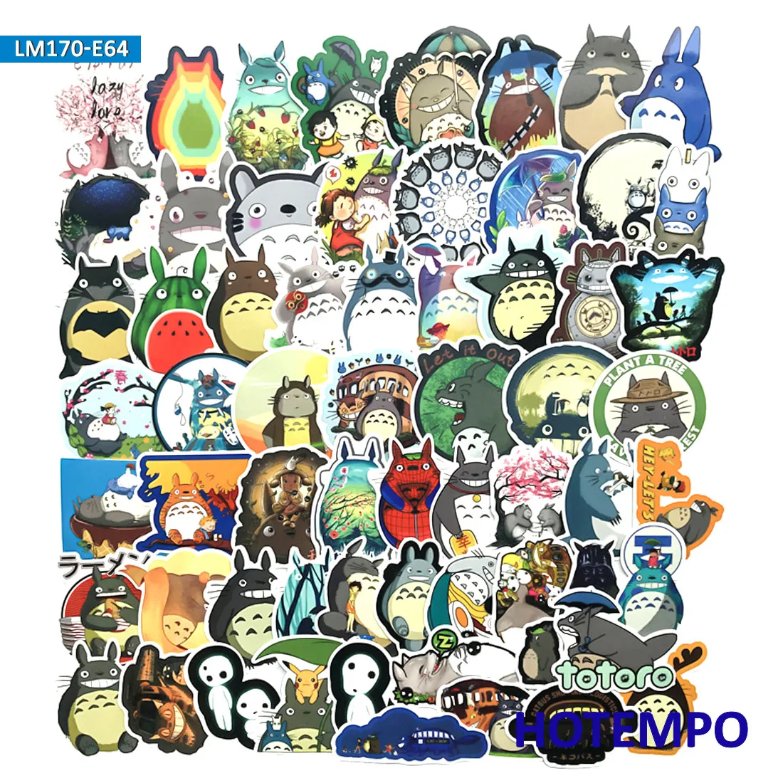 

60pcs Anime Movie My Neighbor Totoro Cute Cartoon Stickers Toys for Kids Mobile Phone Laptop Luggage Skateboard Decal Stickers