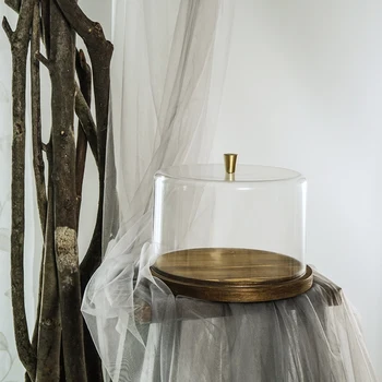 

glass cover wood cake stand cupcake wedding decoration