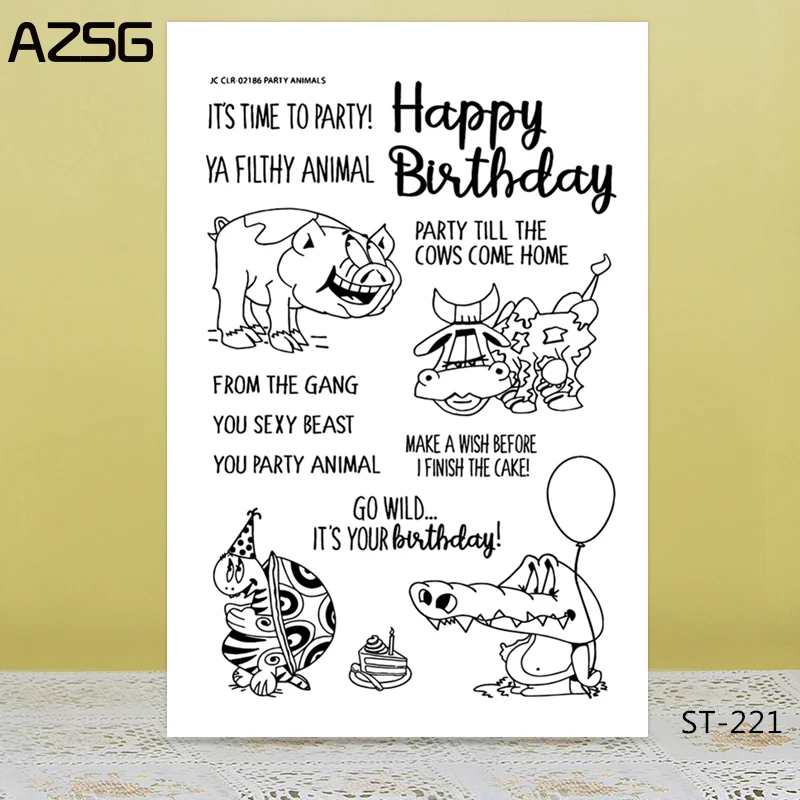 

AZSG Expressive Cute Animals Tortoise Hippo Clear Stamps For DIY Scrapbooking/Card Making/Album Decorative Silicon Stamp Crafts