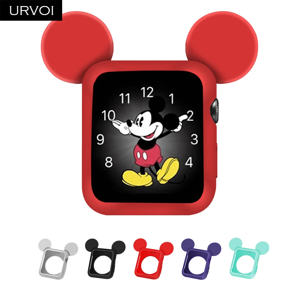 URVOI Cover for apple watch case series 4 3 2 40/44mm band protector for iWatch silicone cartoon design cover for Mickey URVOI Cover for apple watch case series 4 3 2 40/44mm band protector for iWatch silicone cartoon design cover for Mickey