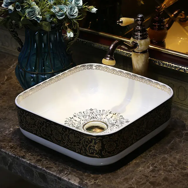 Oval Bthroom Counter Top Wash Basin Cloakroom Hand Painted Vessel Sink
