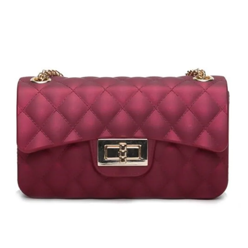 

2017 Small Spring And Summer Women Messenger Bag Mini Frosted Jelly Chains Shoulder Bag Plaid Pvc Crossbody Bag Sac Femme
