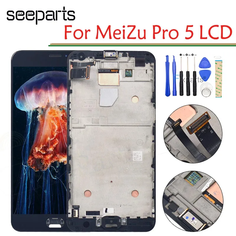 5 7 дюймовый ЖК дисплей Meizu pro экран + сенсорная панель дигитайзер pro5 с рамкой