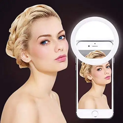

Selfie Ring Lights Dimmable Clip on Cellphone LED Ring light Rechargeable Battery with 36 LED Smart Phone Camera Round Shape