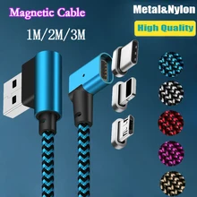 3/6/10ft 3in1 двойной локоть Магнитный Тип-C/IOS/микро USB Зарядное устройство, кабель для зарядки и передачи данных для iPhone x, 6, 7, 8, для samsung S8+ S8 S7 S6