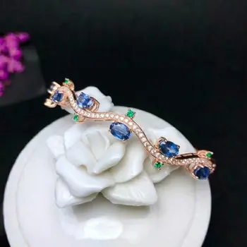 

shilovem 925 silver sterling Natural sapphire cuff Bracelets fine Jewelry trendy new gift women party yhsz040699agl