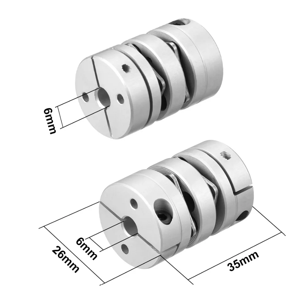 

Uxcell 6x8mm 6x6mm 10x10mm Bore Motor Wheel Flexible Coupling Joint 2 Diaphragm Coupling L35xD26 High Quality