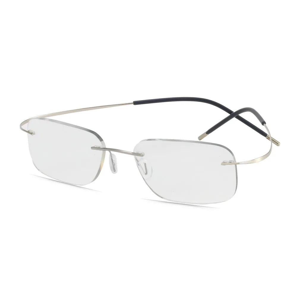 B Titanium Rimless Reading Glasses Photochromic Gray Sunglasses Men's Women Outdoor Hyperopia Eyewear 1.0 1.25 1.5 1.75 Lenses 4