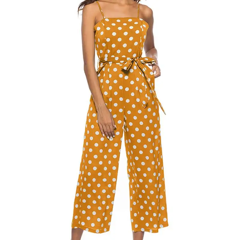 2018 Summer Women's New Jumpsuit Europe America Sleeveless Strapless Straps Wave Long Section Jumpsuit Women's Clothing Female