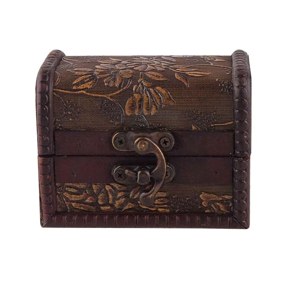 Stylish Vintage Toy Jewelry Treasure Chest Case Manual Wood Box Toy box