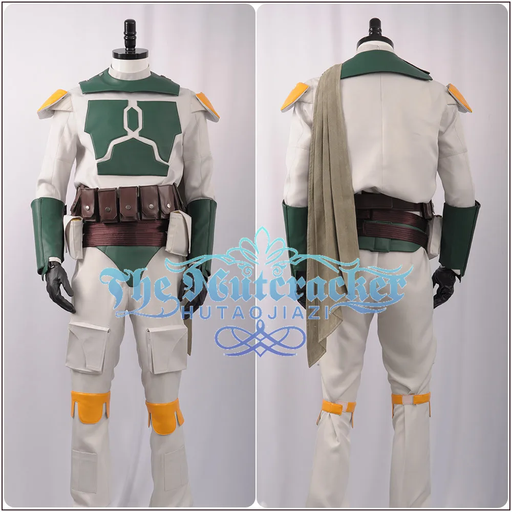 Hot Movie Star Wars Boba Fett Cosplay Costume Custom Custom Superhero Faux Leather Nanosuit PVC Helmet Halloween Carnival