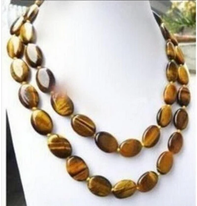 

Free shipping >>@ >818 LONG 32 INCHES GENUINE NATURAL TIGER EYE GEMS STONE OVAL BEADS NECKLACE