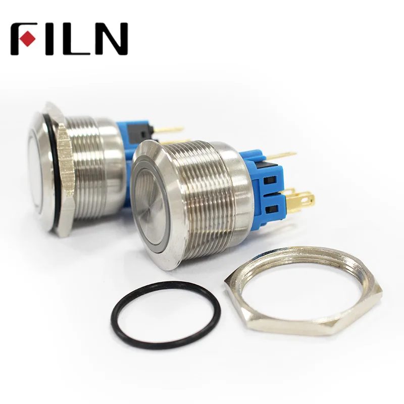 25mm stainless steel ring led 3v 6v 12v 24v 48v 220v blue green white yellow red Latching 1NO 1NC SPDT metal push button switch (5)