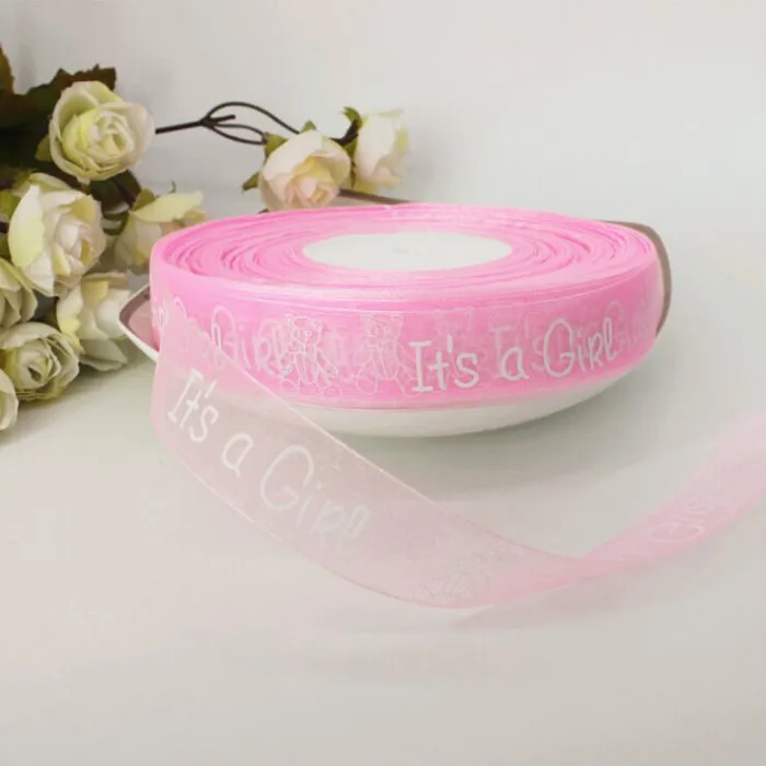 25mm-100Yards-Baby-Shower-It-s-a-Boy-Girl-Silk-Ribbon-Satin-Ribbon-Tapes-For-Party-2