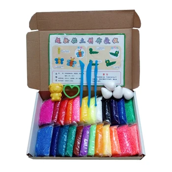 

New Play foam 24 Colors Light Colored Modeling Clay Model Magic Air Dry slime Plasticine Playdough with free gift toy