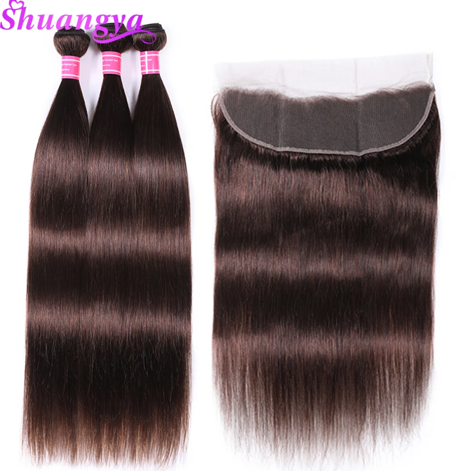 Pre-Colored Remy Bundles With Frontal Peruvian Straight Hair 13*4 Lace Frontal With Bundles Color Burg# 27# 30# 33# 99J# 4#