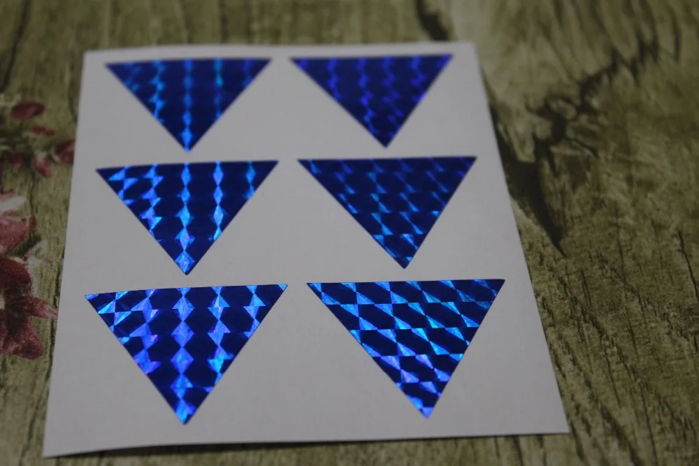 3.8x3.3cm Blue hologram triangle sticker, vinyl label, holographic