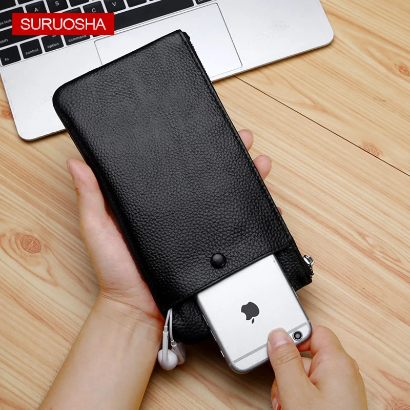 

Hot Slim Phone Wallet Pocket Leather Wallet Female Long Wallet Women Zipper Card Holder Money Bag Purse For iPhone with Wrist
