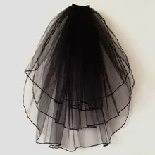 Слой 3 черный цвет слоновой кости белая лента свадебная фата Локоть Длина свадебная вуаль с расческой