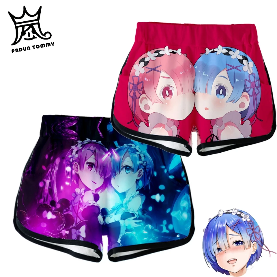 

Re:Life in a different world from zero shorts ram rem japan Hot Salt 3D Print Women Shorts Rem&Ram ACG animes Summer trousers