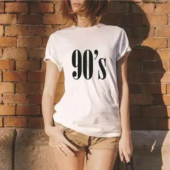 

00'S 70's 80's 90's Letter Print T Shirt Women Short Sleeve O Neck Loose White Tshirt 2019 Summer Women Tee Shirt Tops