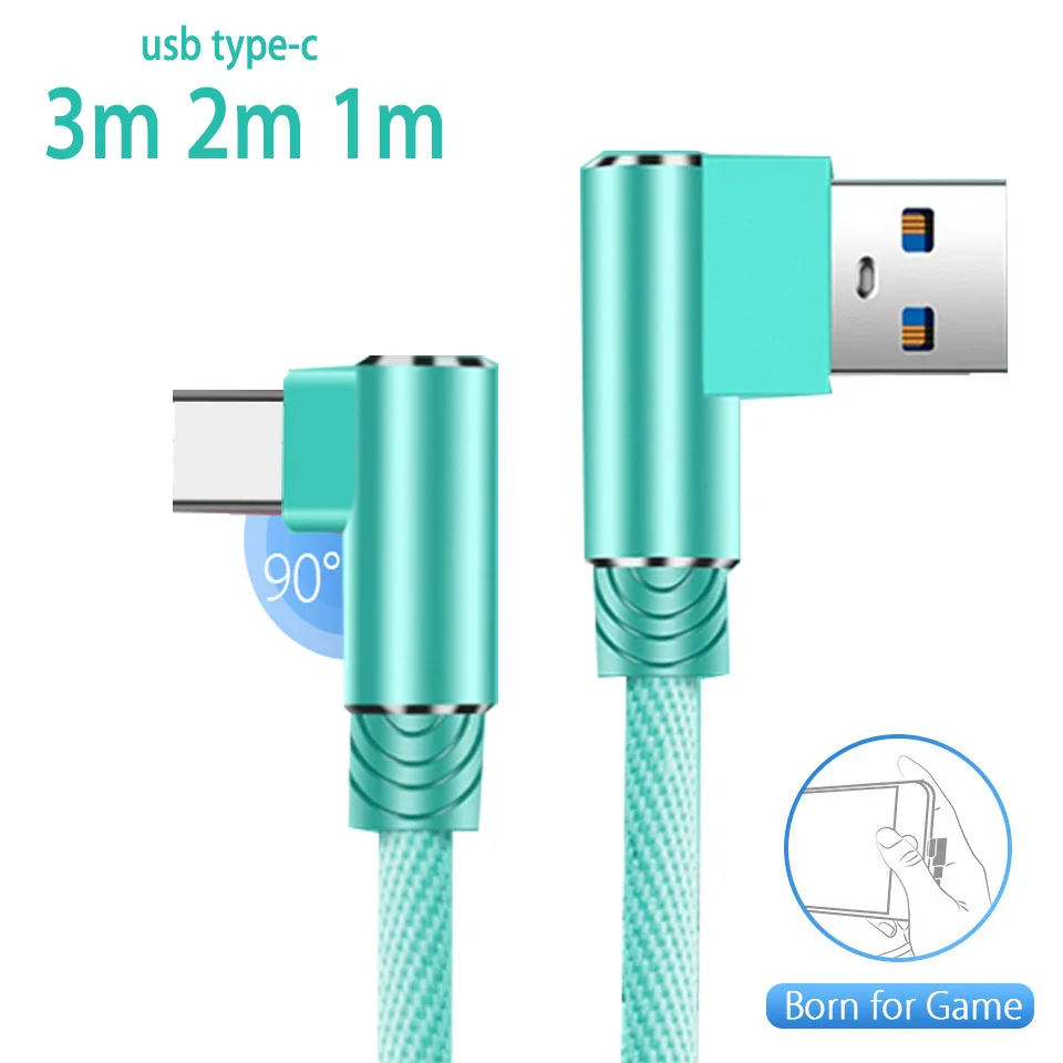 

Right Angle Usb Type C Charging Cable Usb-C Typec Usb Cable for Huawei Honor Note 8 9 View 10 Magic 2 LG V30 K30 G7 G6 3 Meters