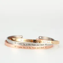 Inspirational Bracelet Classic Jewelry Lettering I love you to the moon and back Stainless Steel Bangle&Bracelet Jewelry