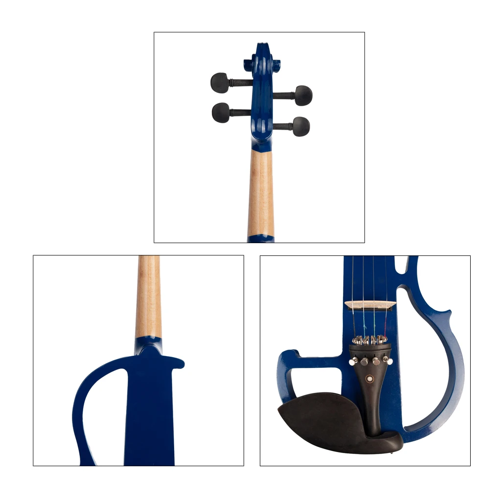 4/4 Electric Silent Violin with Bow Headphone Rosin with Carry Case Stage Bag Headphone Connection Performance Accs for Beginner