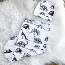 Динозавр Мягкий хлопок получения Одеяло ребенка пеленать Обёрточная бумага Fit От 0 до 12 месяцев мальчики девочки спальные муслин Обёрточная бумага