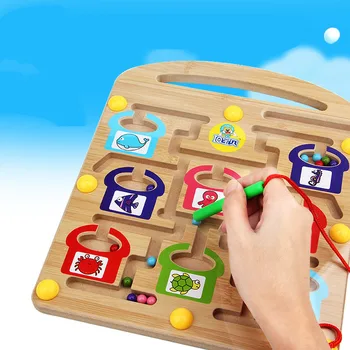 

NEW Magnetic Pen Labyrinth Board Chess Intelligence Games Children Learning Education Toys Children Wood Magnetic Maze Game