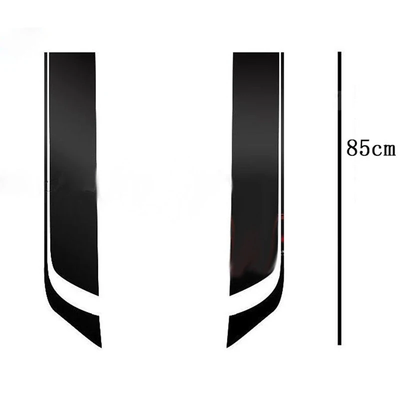 2x Black Racing Sports Vinyl Stripe Decal Car Hood Graphics