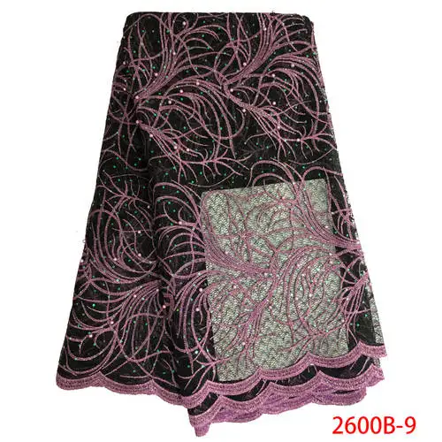 

Nigerian African Lace Fabric French Net Lace Wedding Fabric Lace Fabrics Embroidered With Rhinestones QF2600B-9