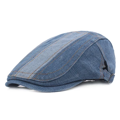 Light blue Ретро Регулируемая джинсовый берет Кепки s Для мужчин одноцветное шляпы с утконосами Винтаж кость шляпа сезон: весна–лето путешествия Кепки мужской открытый плоская шляпа - Цвет: Light blue