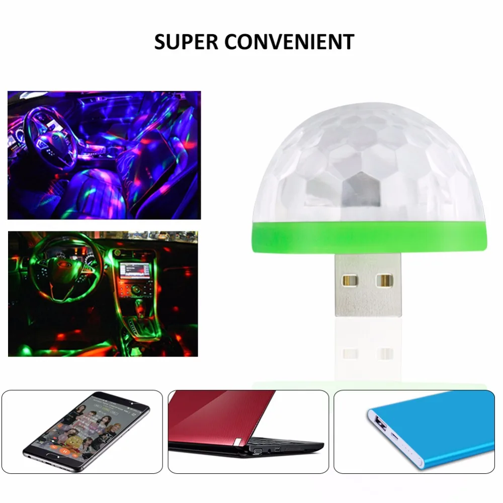 

2018 Stunning LED Car USB Atmosphere Light DJ RGB Mini Colorful Music Sound Lamp For USB-C Phone Surface Enjoy Football Match
