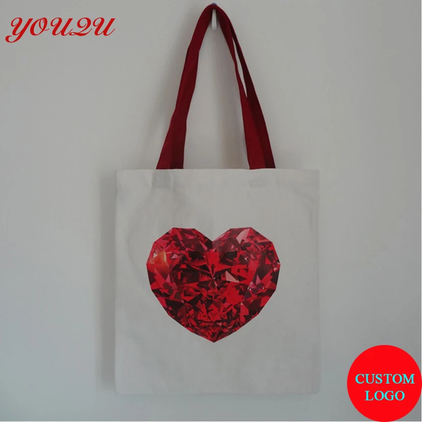 

custom tote shopping bag with logo printing 100% cotton
