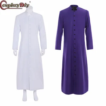 

CosplayDiy Single Breasted Button Coat Men's Medieval Wicca Pagan Ritual Costume Clergy Cassock Roman Orthodox Long Tabard Robe