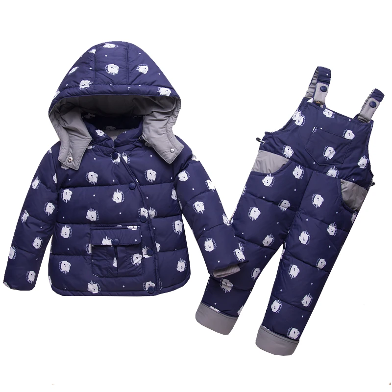

Mioigee 2018 Children Down Clothing Sets 2 PCS Coat + Trousers Winter Kids Down Winter Suit for Boy Girls Hooded Outerwear Suit