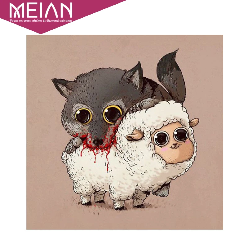 

Meian New 3D DIY cartoon round diamond embroidery 5D diamond painting photo home decor diamond mosaic cross stitch handicraft