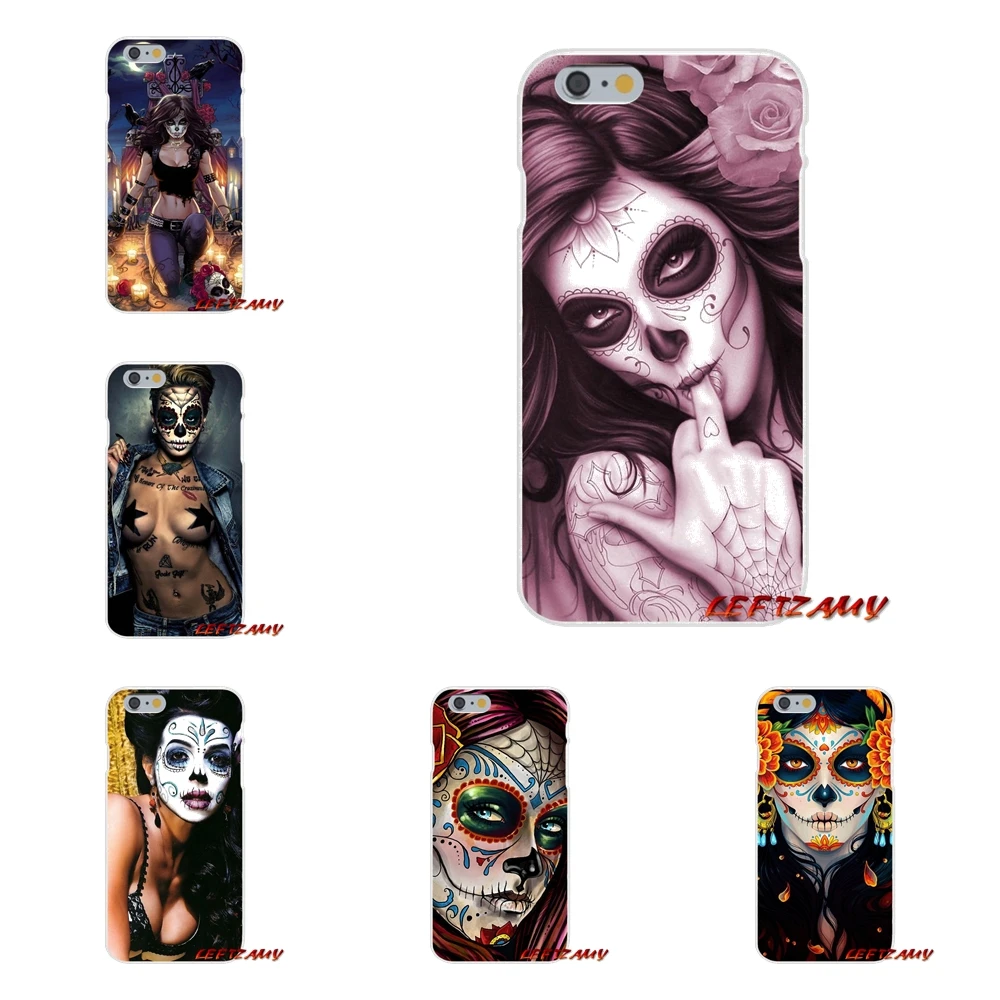 

For Samsung Galaxy S3 S4 S5 MINI S6 S7 edge S8 S9 Plus Note 2 3 4 5 8 Fashion Phone Case Sugar Skull Day Of The Dead Girl Tattoo