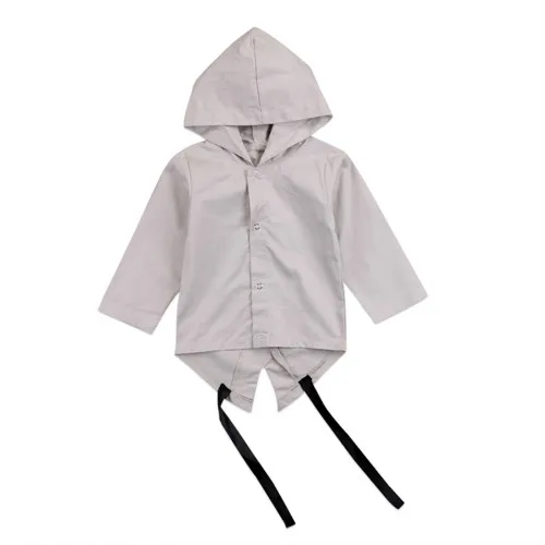 Модная верхняя одежда с капюшоном для новорожденных мальчиков; ветровка; плащ; куртка; одежда для детей от 0 до 24 месяцев - Цвет: Серый