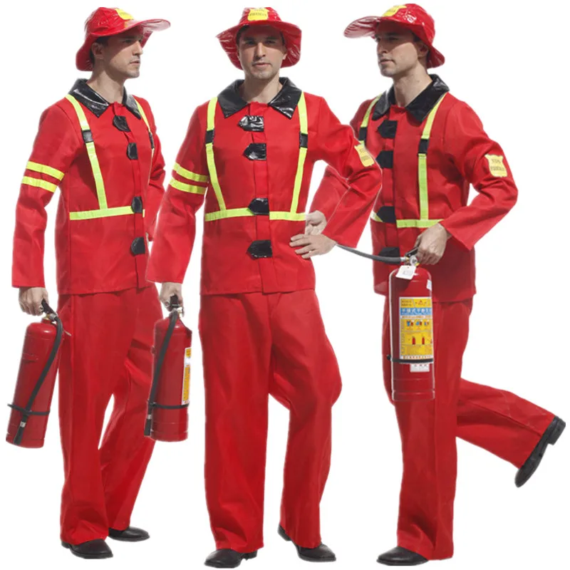 Tanio Czerwony dorosły mężczyzna strażak kostium boże narodzenie karnawał Halloween