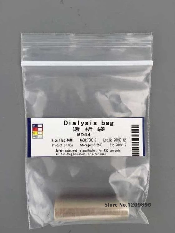 1meter 7000 MWCO width 25, 34,44mm dialysis bag Regenerated cellulose tube type dialysis bag