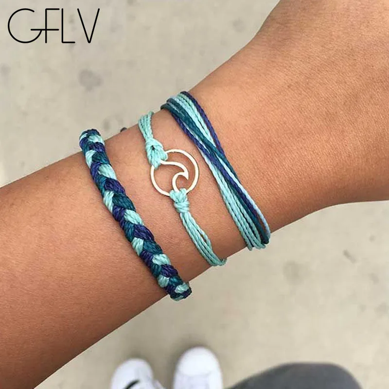 GFLV Fashion Thread Bracelet Lucky Blue Handmade Rope Female Women Jewelry Lovers Couple B022 | Украшения и аксессуары