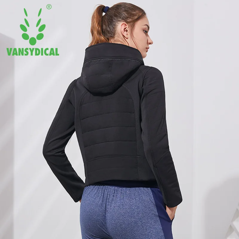 

Brand Vansydical Running Yoga Jacket Winter Sport Cotton-padded Jacket Women's Hooded Windproof Workout Sportswear Tops Fitness