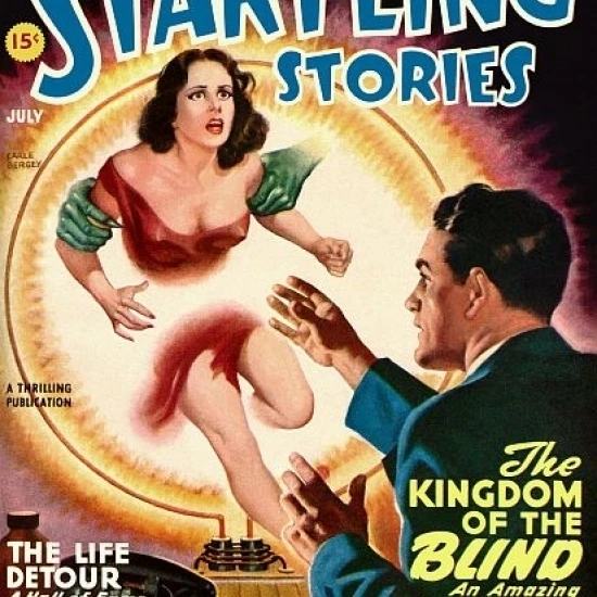 Vintage Sci Fi Startling Stories Life Detour Poster Print (18 x 24)