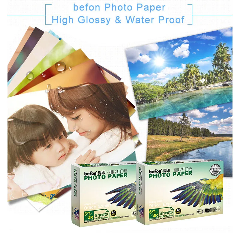 Befon 4X6 4R 6 дюймовая глянцевая фотобумага 50 листов 240gms струйный принтер Фотопечать