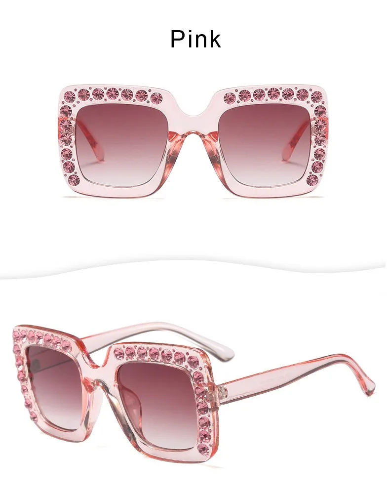 Sella новые модные детские негабаритные Квадратные Солнцезащитные очки милашка алмаз украшения Сияющий обувь для девочек Защита от солнца очки праздничные очки